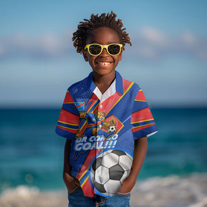 Personalized DR Congo Football Leopard GOAL Kid Hawaiian Shirt Congolese Football Champion - Dynamic Halftone Soccer Style