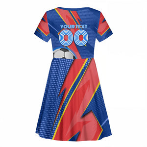 Personalized DR Congo Football Leopard GOAL Kid Short Sleeve Dress Congolese Football Champion - Dynamic Halftone Soccer Style