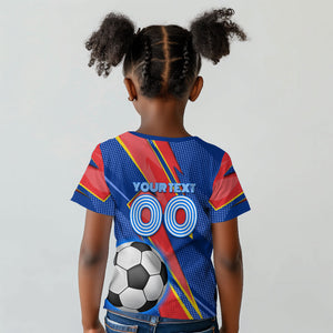 Personalized DR Congo Football Leopard GOAL Kid T shirt Congolese Football Champion - Dynamic Halftone Soccer Style
