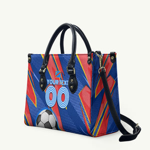 Personalized DR Congo Football Leopard GOAL Leather Bag Congolese Football Champion - Dynamic Halftone Soccer Style