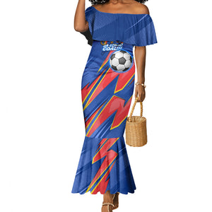 Personalized DR Congo Football Leopard GOAL Mermaid Dress Congolese Football Champion - Dynamic Halftone Soccer Style