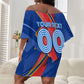 Personalized DR Congo Football Leopard GOAL Off Shoulder Short Dress Congolese Football Champion - Dynamic Halftone Soccer Style