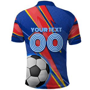 Personalized DR Congo Football Leopard GOAL Polo Shirt Congolese Football Champion - Dynamic Halftone Soccer Style