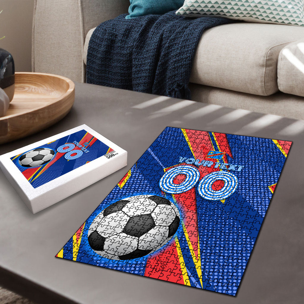 Personalized DR Congo Football Leopard GOAL Puzzle Congolese Football Champion - Dynamic Halftone Soccer Style