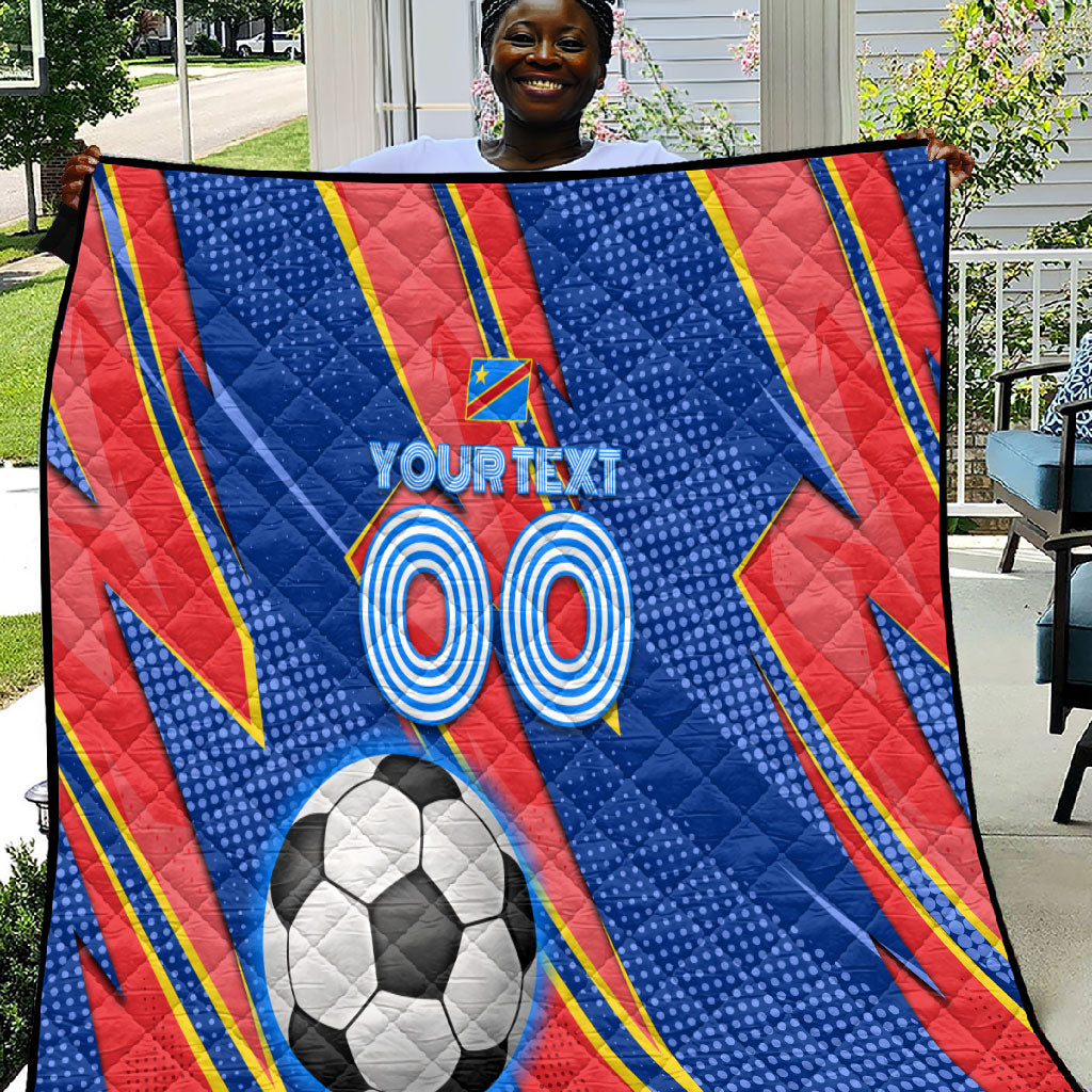 Personalized DR Congo Football Leopard GOAL Quilt Congolese Football Champion - Dynamic Halftone Soccer Style