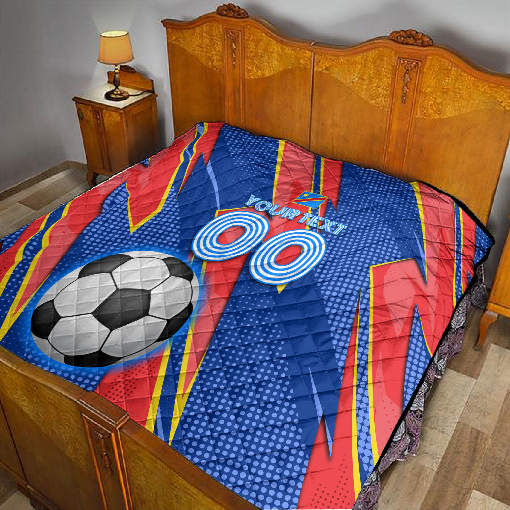 Personalized DR Congo Football Leopard GOAL Quilt Congolese Football Champion - Dynamic Halftone Soccer Style