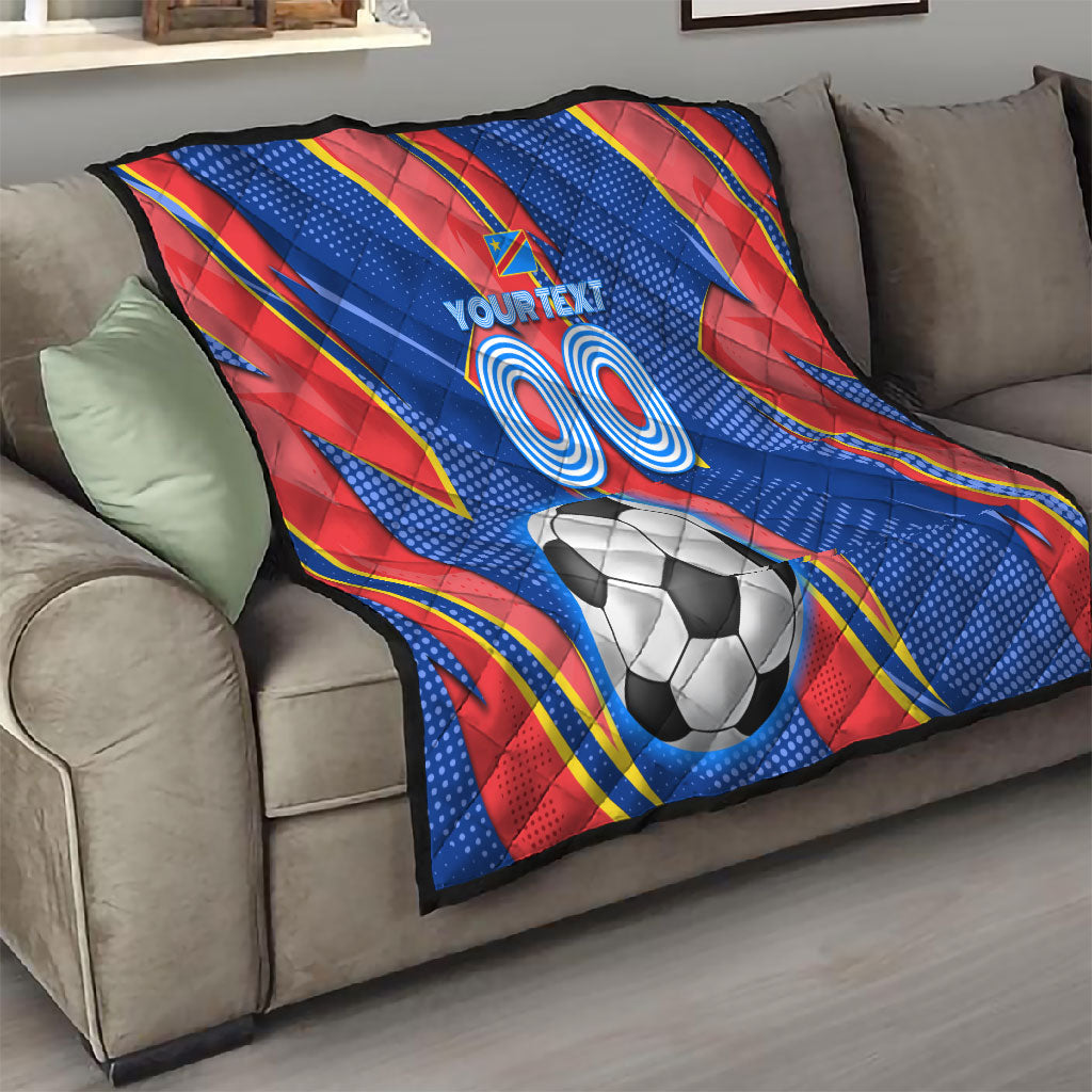 Personalized DR Congo Football Leopard GOAL Quilt Congolese Football Champion - Dynamic Halftone Soccer Style