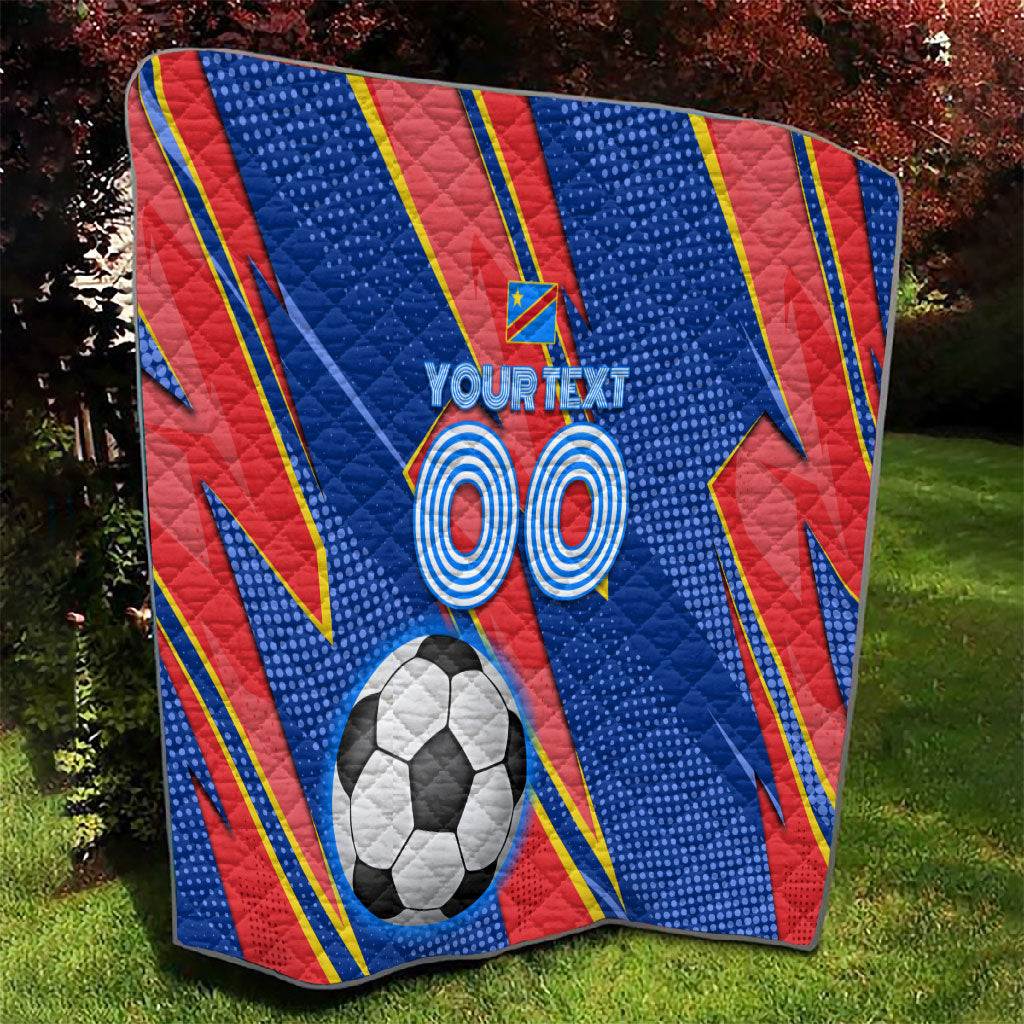 Personalized DR Congo Football Leopard GOAL Quilt Congolese Football Champion - Dynamic Halftone Soccer Style