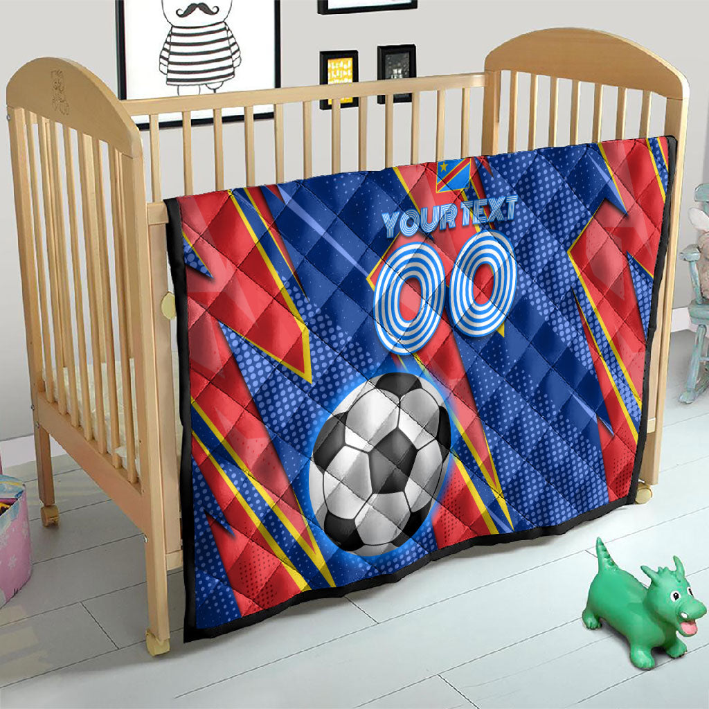 Personalized DR Congo Football Leopard GOAL Quilt Congolese Football Champion - Dynamic Halftone Soccer Style