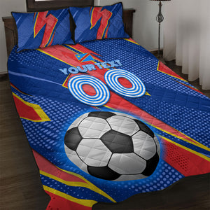 Personalized DR Congo Football Leopard GOAL Quilt Bed Set Congolese Football Champion - Dynamic Halftone Soccer Style