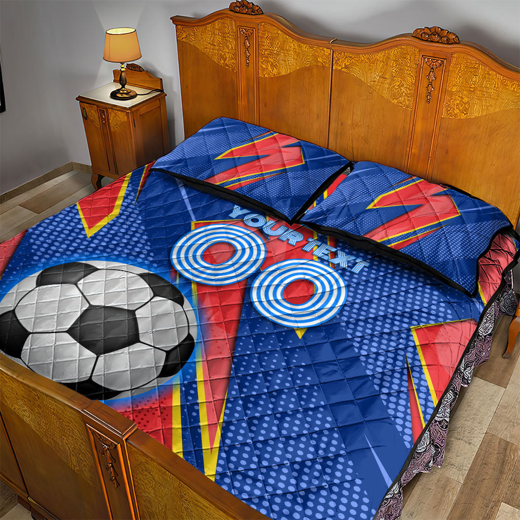 Personalized DR Congo Football Leopard GOAL Quilt Bed Set Congolese Football Champion - Dynamic Halftone Soccer Style