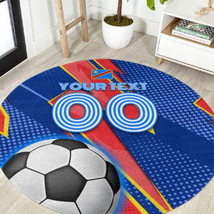 Personalized DR Congo Football Leopard GOAL Round Carpet Congolese Football Champion - Dynamic Halftone Soccer Style