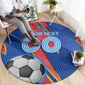 Personalized DR Congo Football Leopard GOAL Round Carpet Congolese Football Champion - Dynamic Halftone Soccer Style