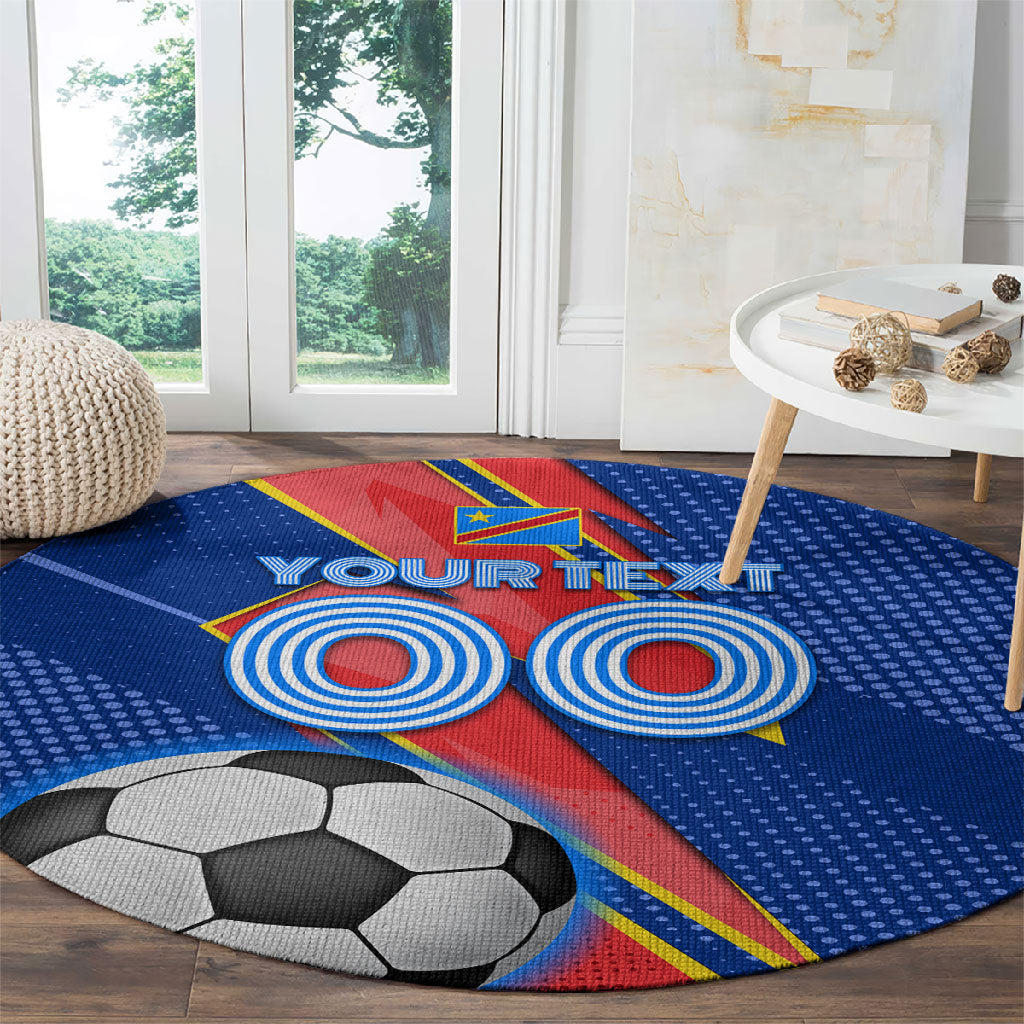 Personalized DR Congo Football Leopard GOAL Round Carpet Congolese Football Champion - Dynamic Halftone Soccer Style