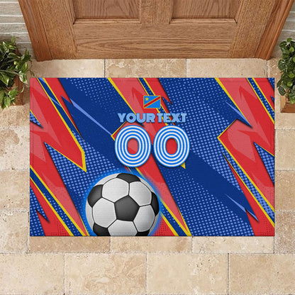 Personalized DR Congo Football Leopard GOAL Rubber Doormat Congolese Football Champion - Dynamic Halftone Soccer Style