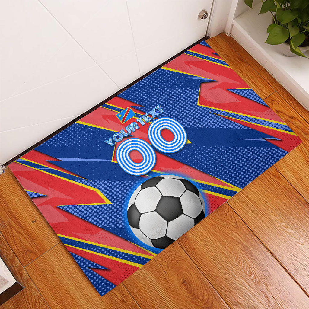 Personalized DR Congo Football Leopard GOAL Rubber Doormat Congolese Football Champion - Dynamic Halftone Soccer Style