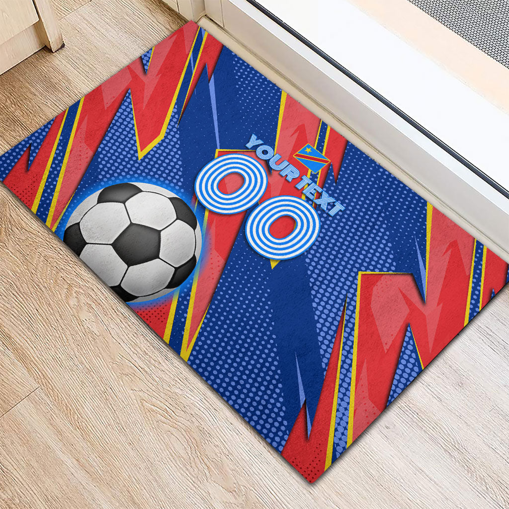 Personalized DR Congo Football Leopard GOAL Rubber Doormat Congolese Football Champion - Dynamic Halftone Soccer Style