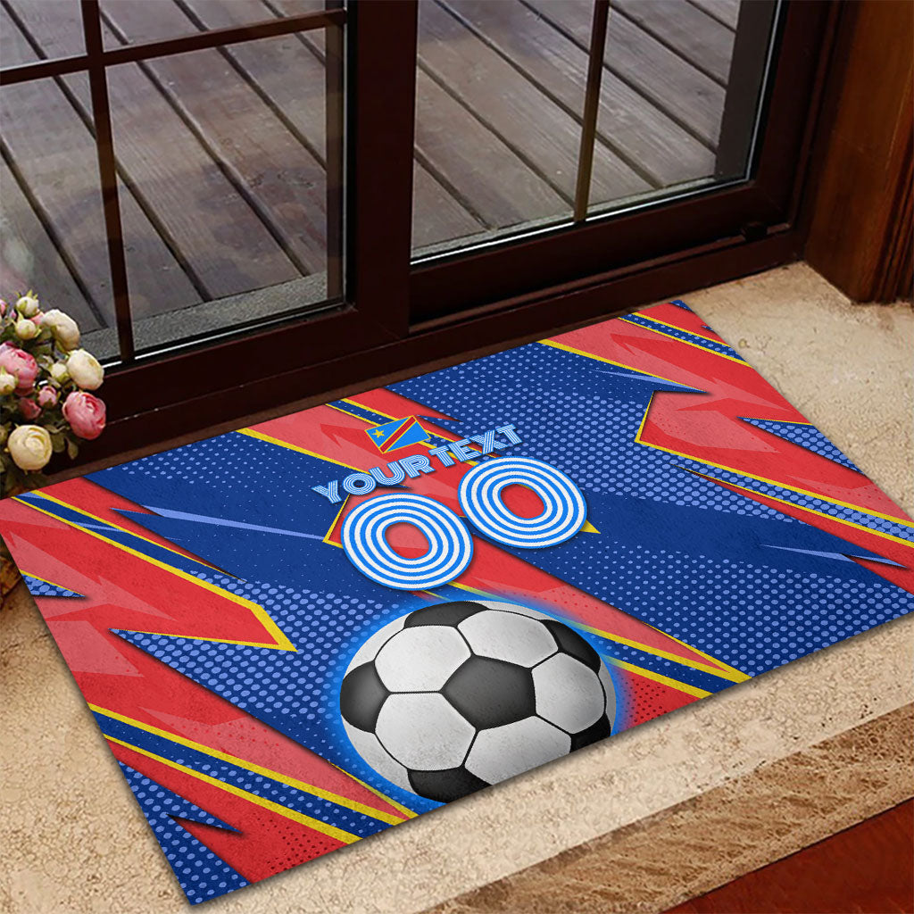 Personalized DR Congo Football Leopard GOAL Rubber Doormat Congolese Football Champion - Dynamic Halftone Soccer Style