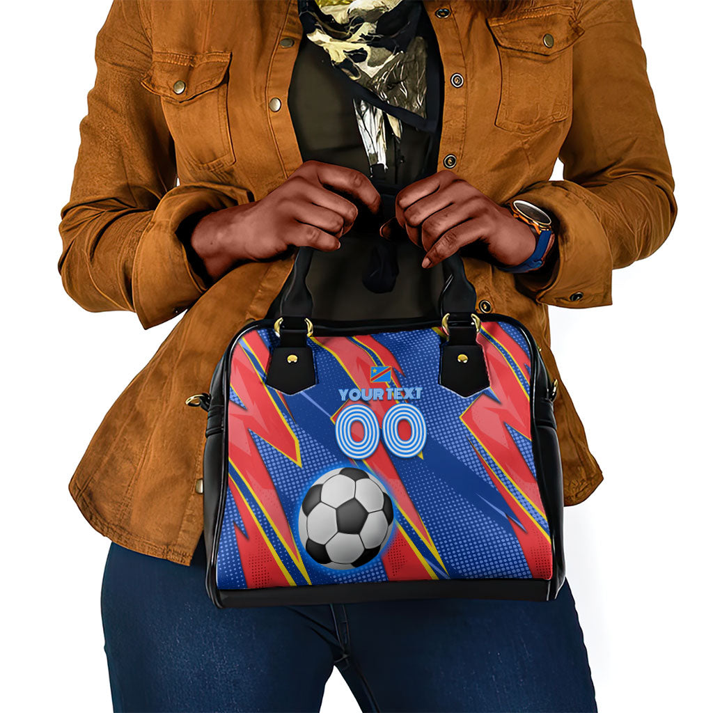 Personalized DR Congo Football Leopard GOAL Shoulder Handbag Congolese Football Champion - Dynamic Halftone Soccer Style