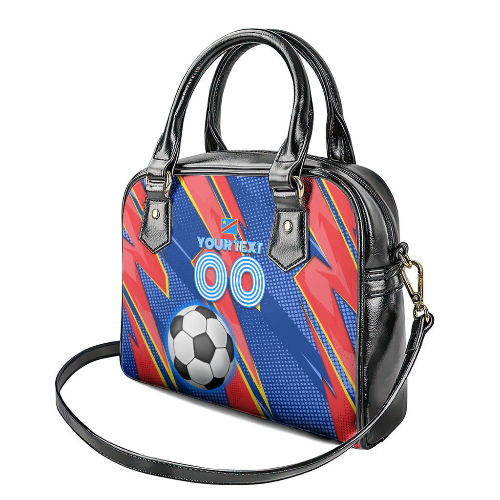 Personalized DR Congo Football Leopard GOAL Shoulder Handbag Congolese Football Champion - Dynamic Halftone Soccer Style