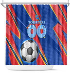Personalized DR Congo Football Leopard GOAL Shower Curtain Congolese Football Champion - Dynamic Halftone Soccer Style
