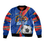 Personalized DR Congo Football Leopard GOAL Sleeve Zip Bomber Jacket Congolese Football Champion - Dynamic Halftone Soccer Style