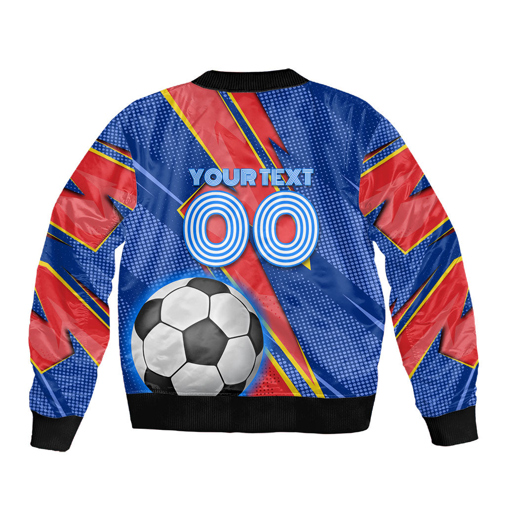Personalized DR Congo Football Leopard GOAL Sleeve Zip Bomber Jacket Congolese Football Champion - Dynamic Halftone Soccer Style