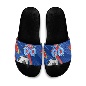 Personalized DR Congo Football Leopard GOAL Slide Sandals Congolese Football Champion - Dynamic Halftone Soccer Style