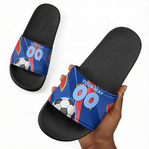 Personalized DR Congo Football Leopard GOAL Slide Sandals Congolese Football Champion - Dynamic Halftone Soccer Style