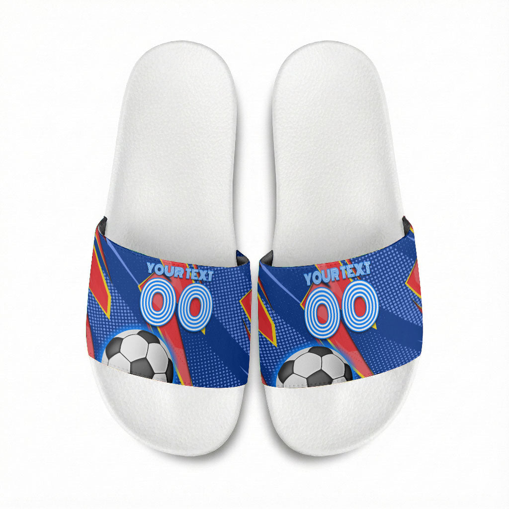 Personalized DR Congo Football Leopard GOAL Slide Sandals Congolese Football Champion - Dynamic Halftone Soccer Style