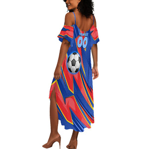 Personalized DR Congo Football Leopard GOAL Summer Maxi Dress Congolese Football Champion - Dynamic Halftone Soccer Style