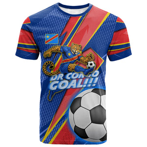 Personalized DR Congo Football Leopard GOAL T shirt Congolese Football Champion - Dynamic Halftone Soccer Style