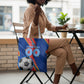 Personalized DR Congo Football Leopard GOAL Tote Bag Congolese Football Champion - Dynamic Halftone Soccer Style