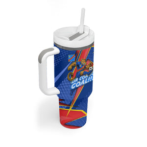 Personalized DR Congo Football Leopard GOAL Tumbler With Handle Congolese Football Champion - Dynamic Halftone Soccer Style