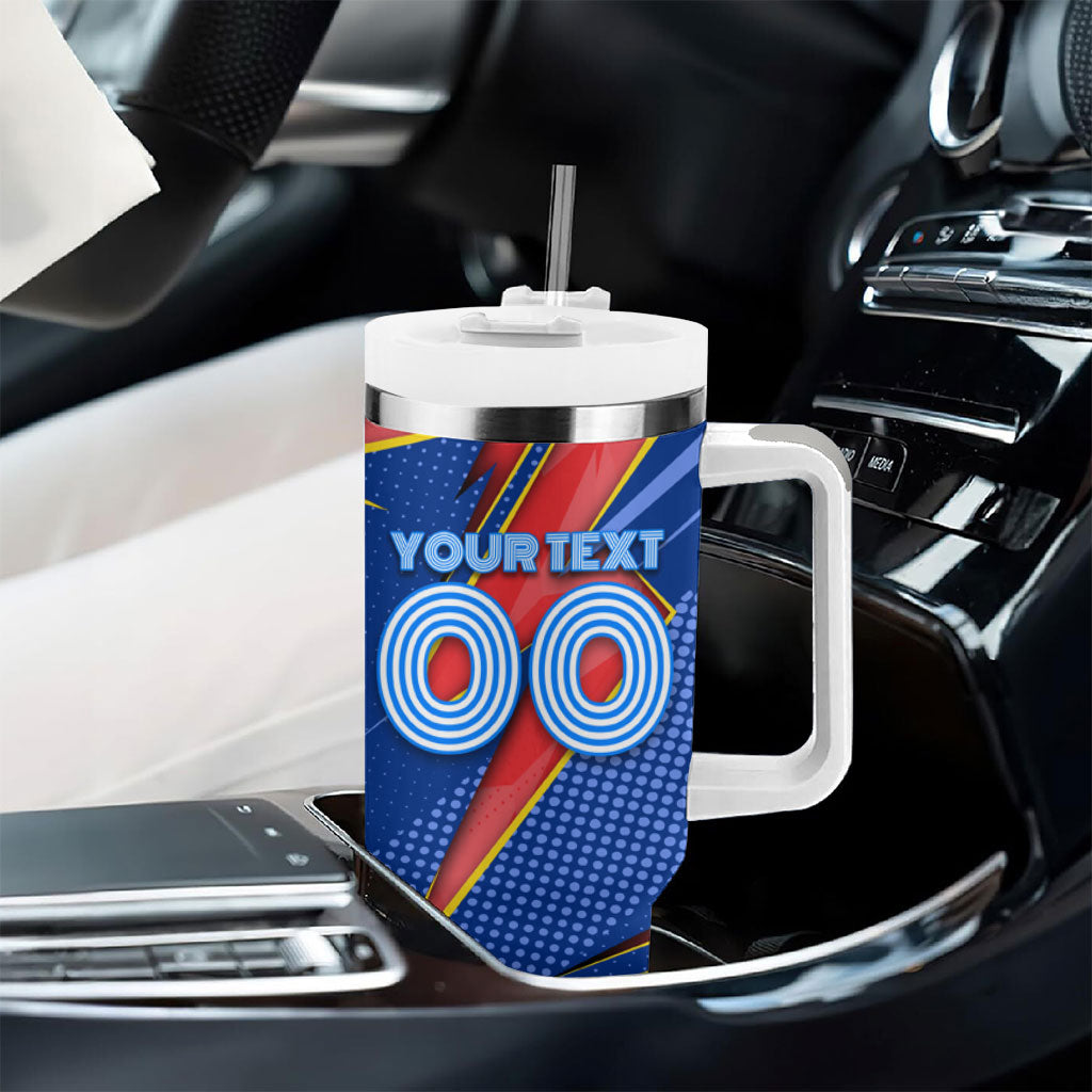 Personalized DR Congo Football Leopard GOAL Tumbler With Handle Congolese Football Champion - Dynamic Halftone Soccer Style