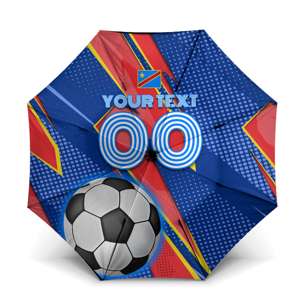 Personalized DR Congo Football Leopard GOAL Umbrella Congolese Football Champion - Dynamic Halftone Soccer Style