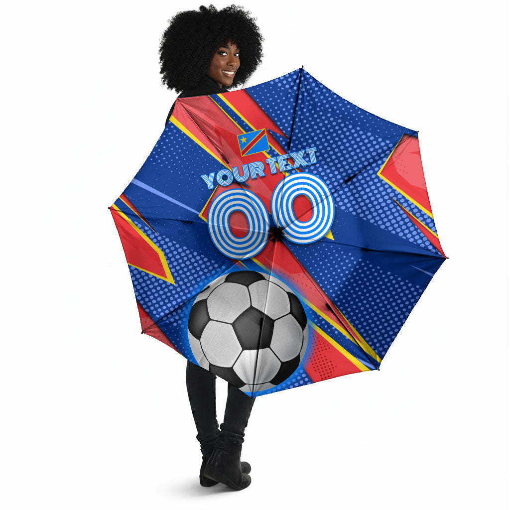 Personalized DR Congo Football Leopard GOAL Umbrella Congolese Football Champion - Dynamic Halftone Soccer Style