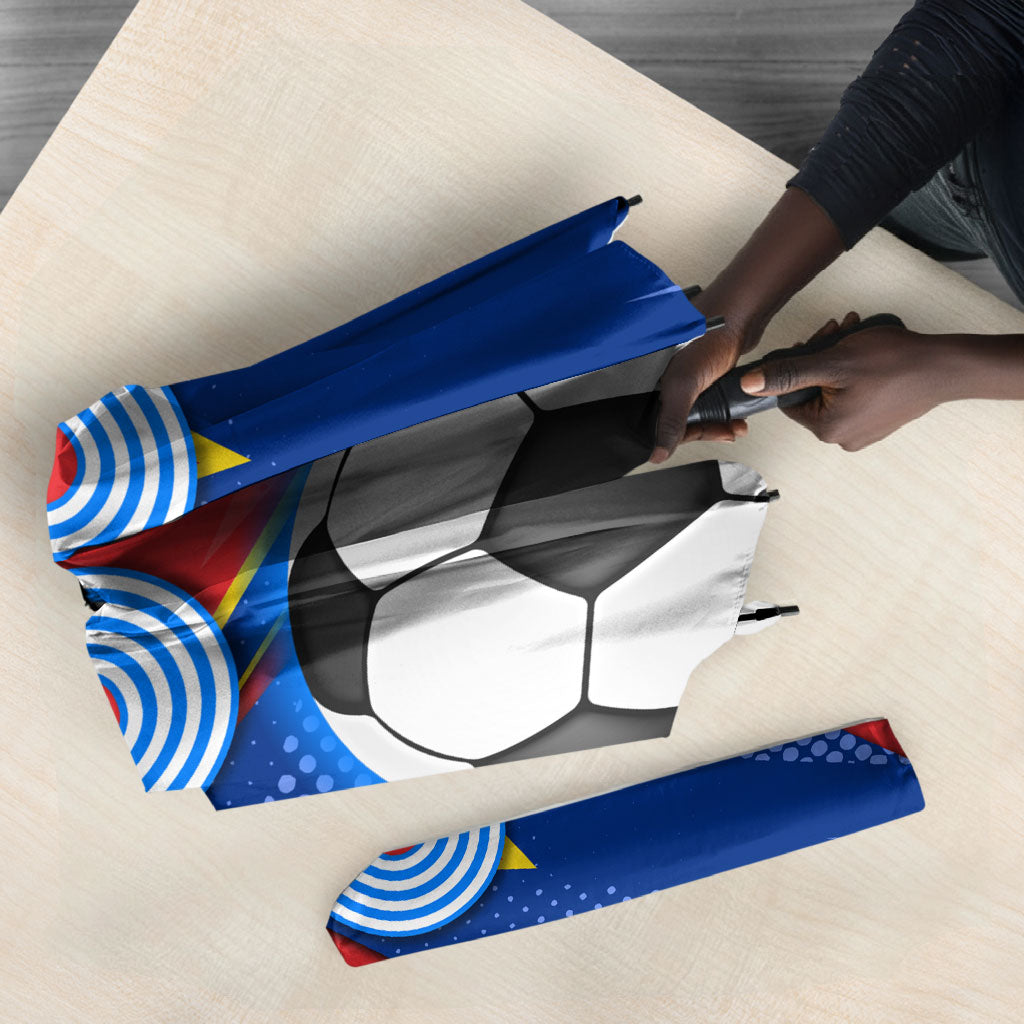 Personalized DR Congo Football Leopard GOAL Umbrella Congolese Football Champion - Dynamic Halftone Soccer Style