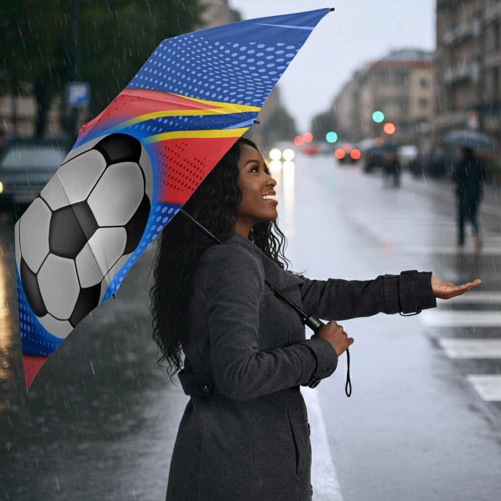 Personalized DR Congo Football Leopard GOAL Umbrella Congolese Football Champion - Dynamic Halftone Soccer Style