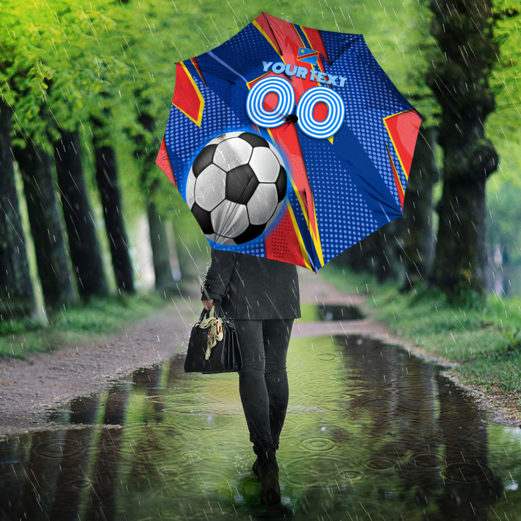 Personalized DR Congo Football Leopard GOAL Umbrella Congolese Football Champion - Dynamic Halftone Soccer Style