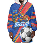 Personalized DR Congo Football Leopard GOAL Wearable Blanket Hoodie Congolese Football Champion - Dynamic Halftone Soccer Style
