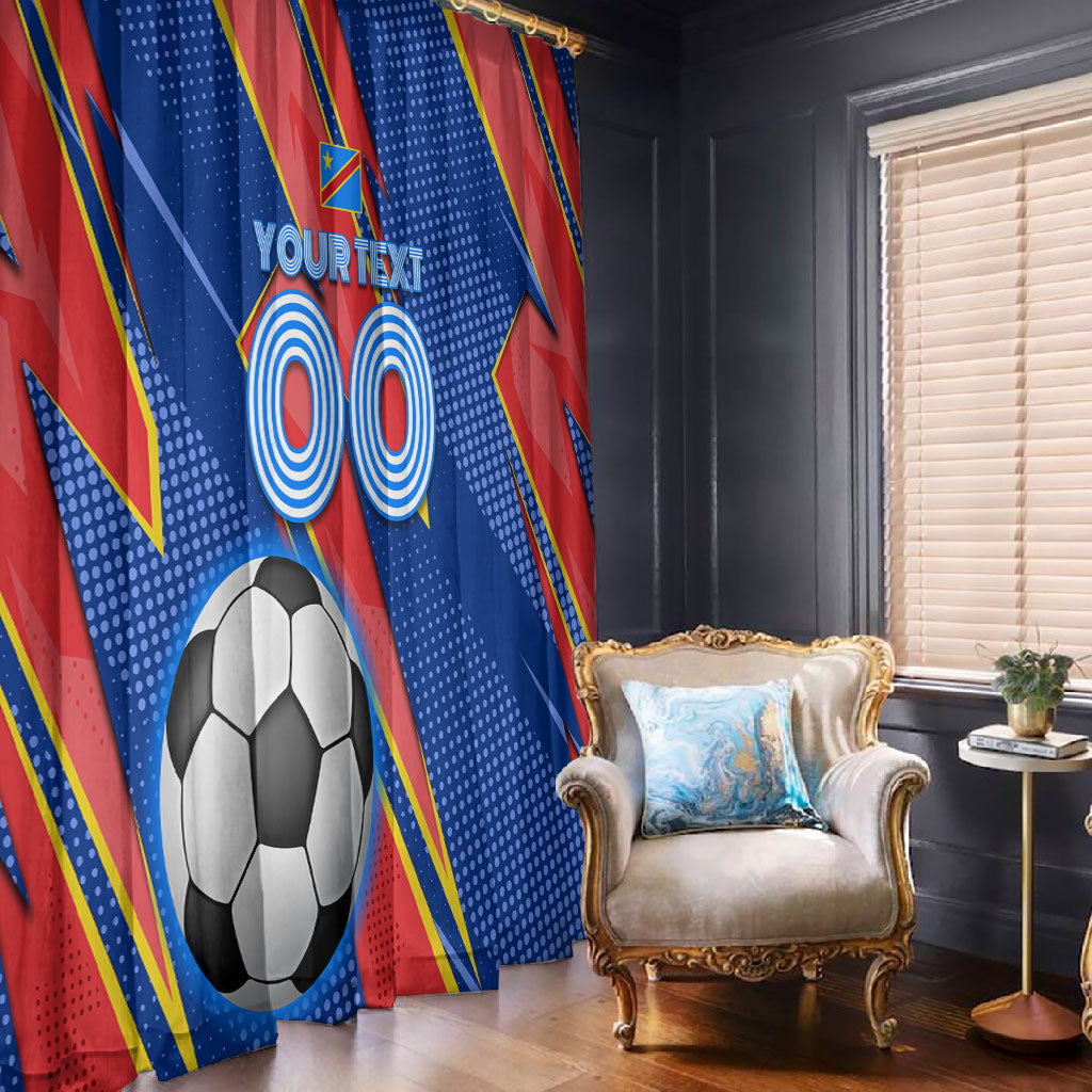 Personalized DR Congo Football Leopard GOAL Window Curtain Congolese Football Champion - Dynamic Halftone Soccer Style