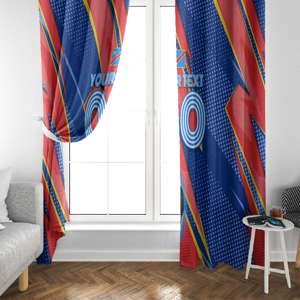 Personalized DR Congo Football Leopard GOAL Window Curtain Congolese Football Champion - Dynamic Halftone Soccer Style