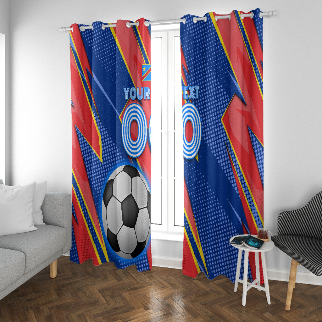 Personalized DR Congo Football Leopard GOAL Window Curtain Congolese Football Champion - Dynamic Halftone Soccer Style