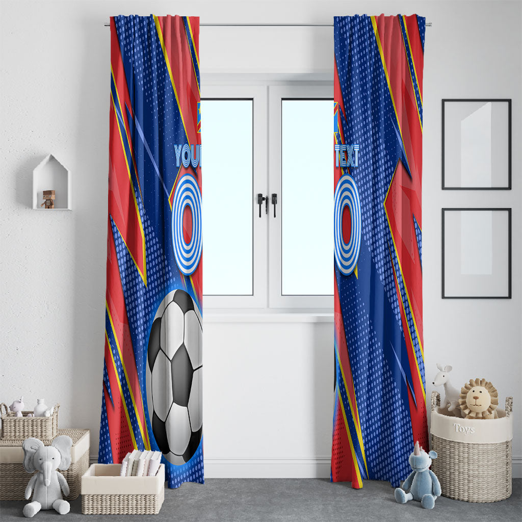 Personalized DR Congo Football Leopard GOAL Window Curtain Congolese Football Champion - Dynamic Halftone Soccer Style