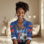 Personalized DR Congo Football Leopard GOAL Women Casual Shirt Congolese Football Champion - Dynamic Halftone Soccer Style
