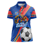 Personalized DR Congo Football Leopard GOAL Women Polo Shirt Congolese Football Champion - Dynamic Halftone Soccer Style
