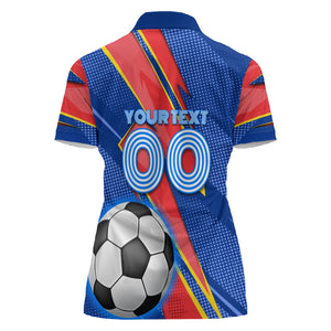Personalized DR Congo Football Leopard GOAL Women Polo Shirt Congolese Football Champion - Dynamic Halftone Soccer Style