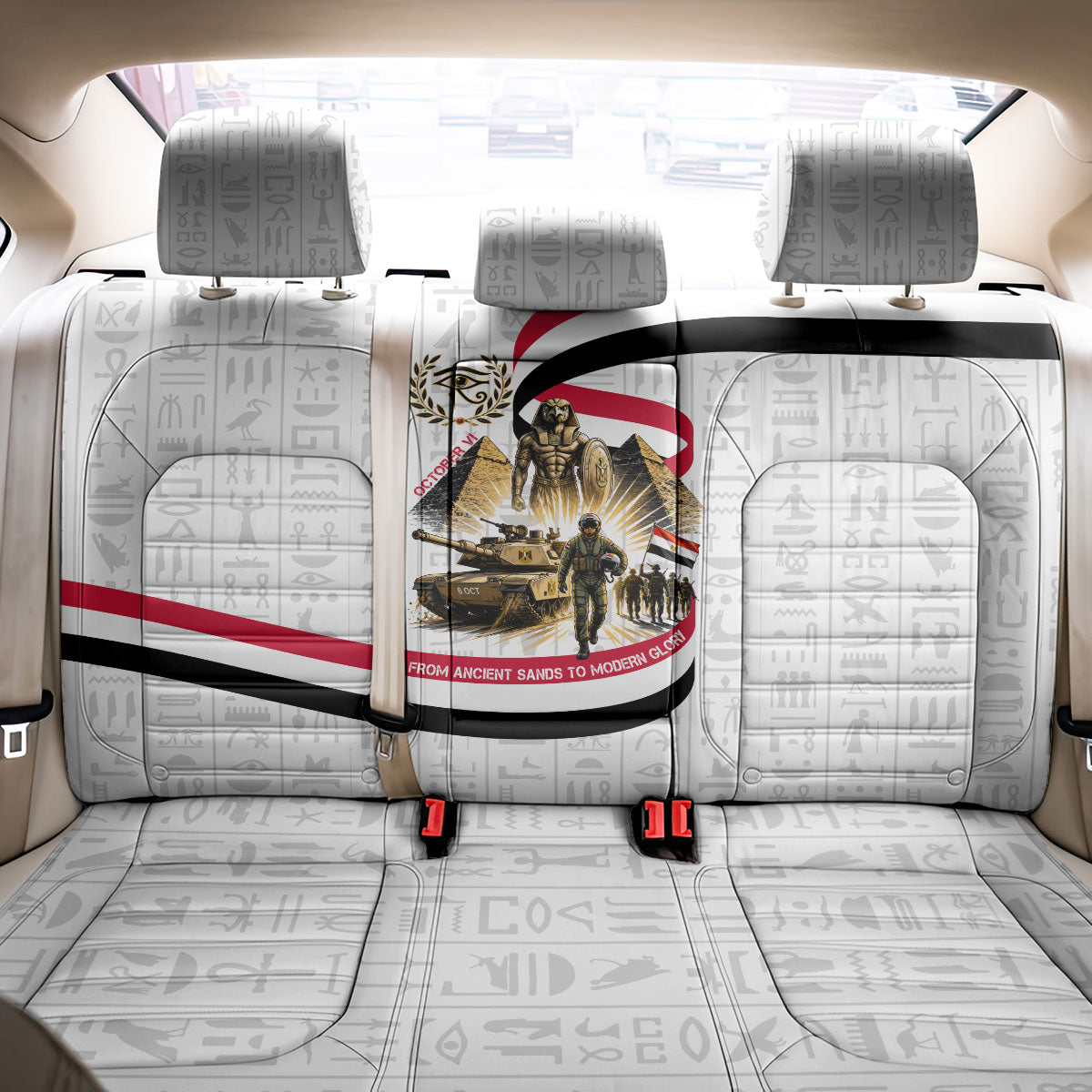Egyptian Armed Forces Back Car Seat Cover Military Pharaoh Pyramids Egyptian Hieroglyphs