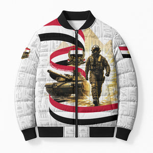 Egyptian Armed Forces Bomber Puffer Jacket Military Pharaoh Pyramids Egyptian Hieroglyphs